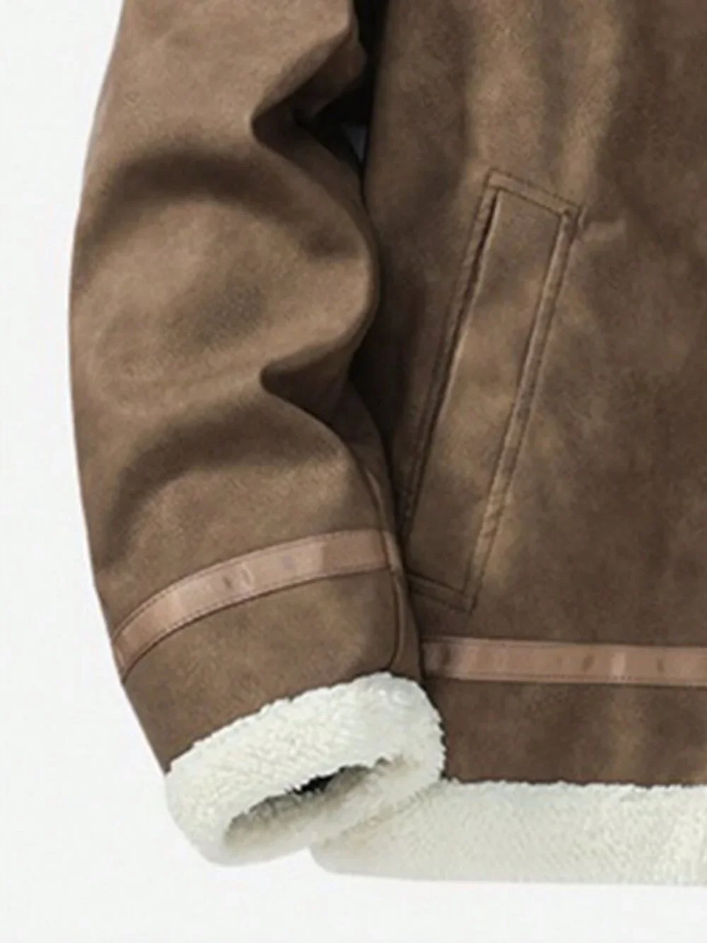 Khaki Loose Fit Men's Zip-Outer Sports Thermal Lined Coat